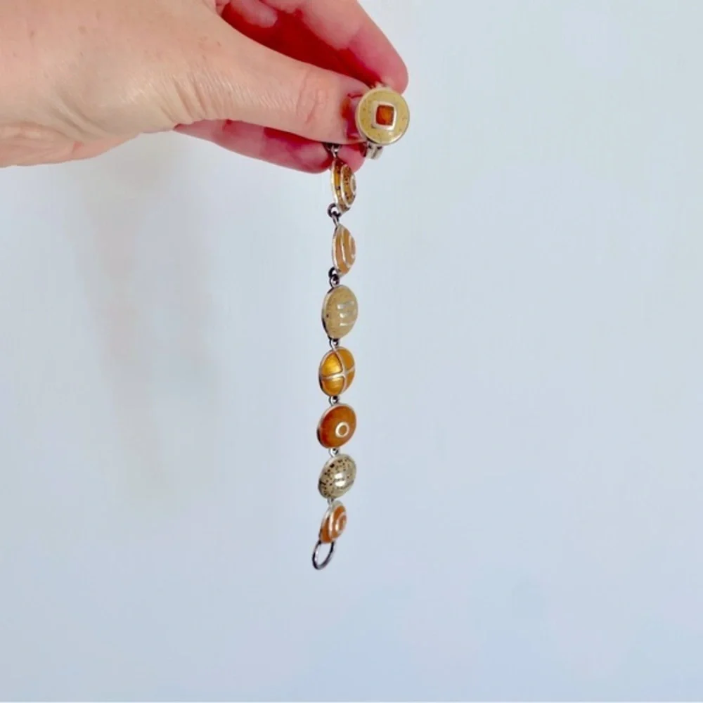 GORGEOUS Artist-Made Bracelet & Matching Ring - Yellow and Orange Set on‎ Silver